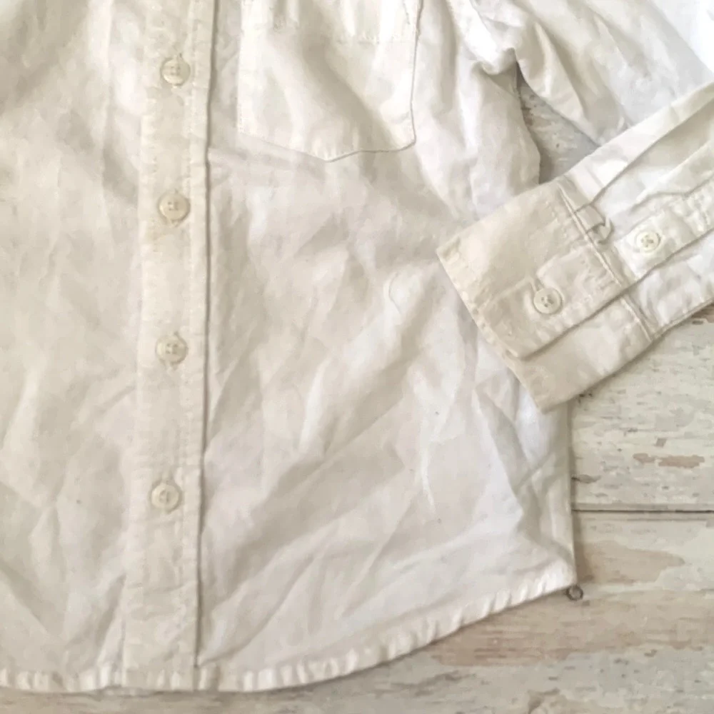 Old Navy 3T Boys White Long Sleeve Button Up Shirt Formal Wear Kids Top
